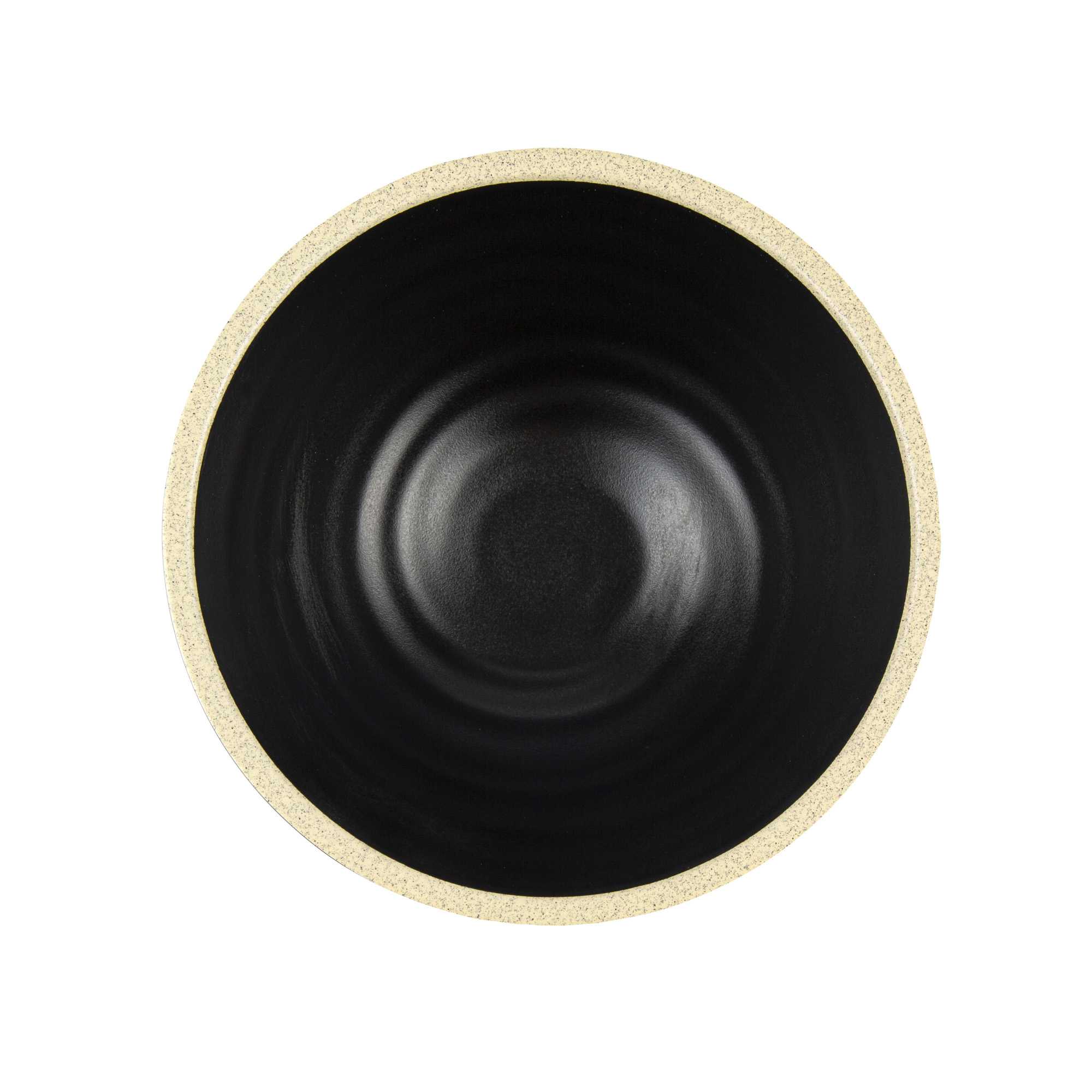 Voga 53 oz Black Melamine Rippled Bowl - Japonais, Faux Granite Rim - 7 1/4" x 7 1/4" x 3" - 2 count box