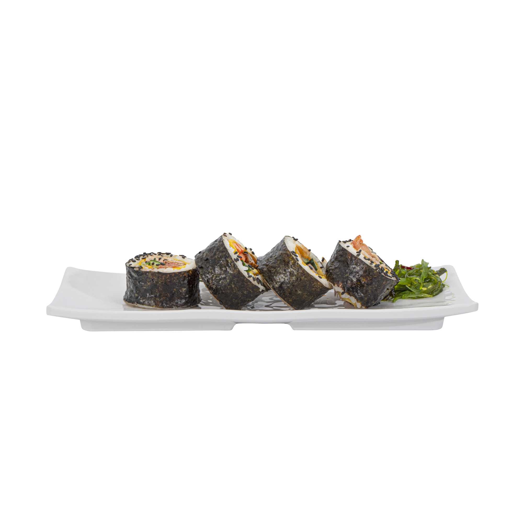 Voga Rectangle White Melamine Plate - Japonais - 10 1/2" x 4 1/2" x 1" - 2 count box