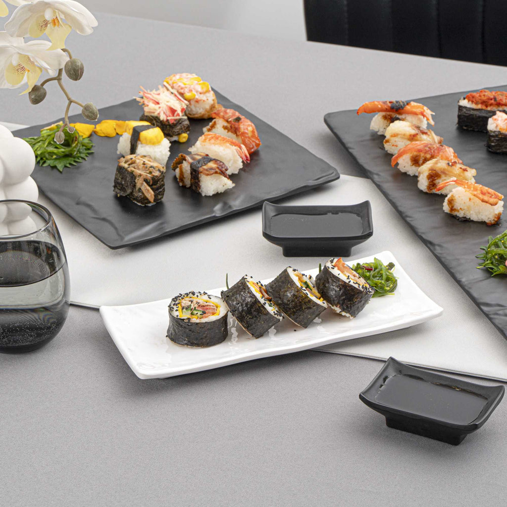 Voga Rectangle White Melamine Plate - Japonais - 10 1/2" x 4 1/2" x 1" - 2 count box