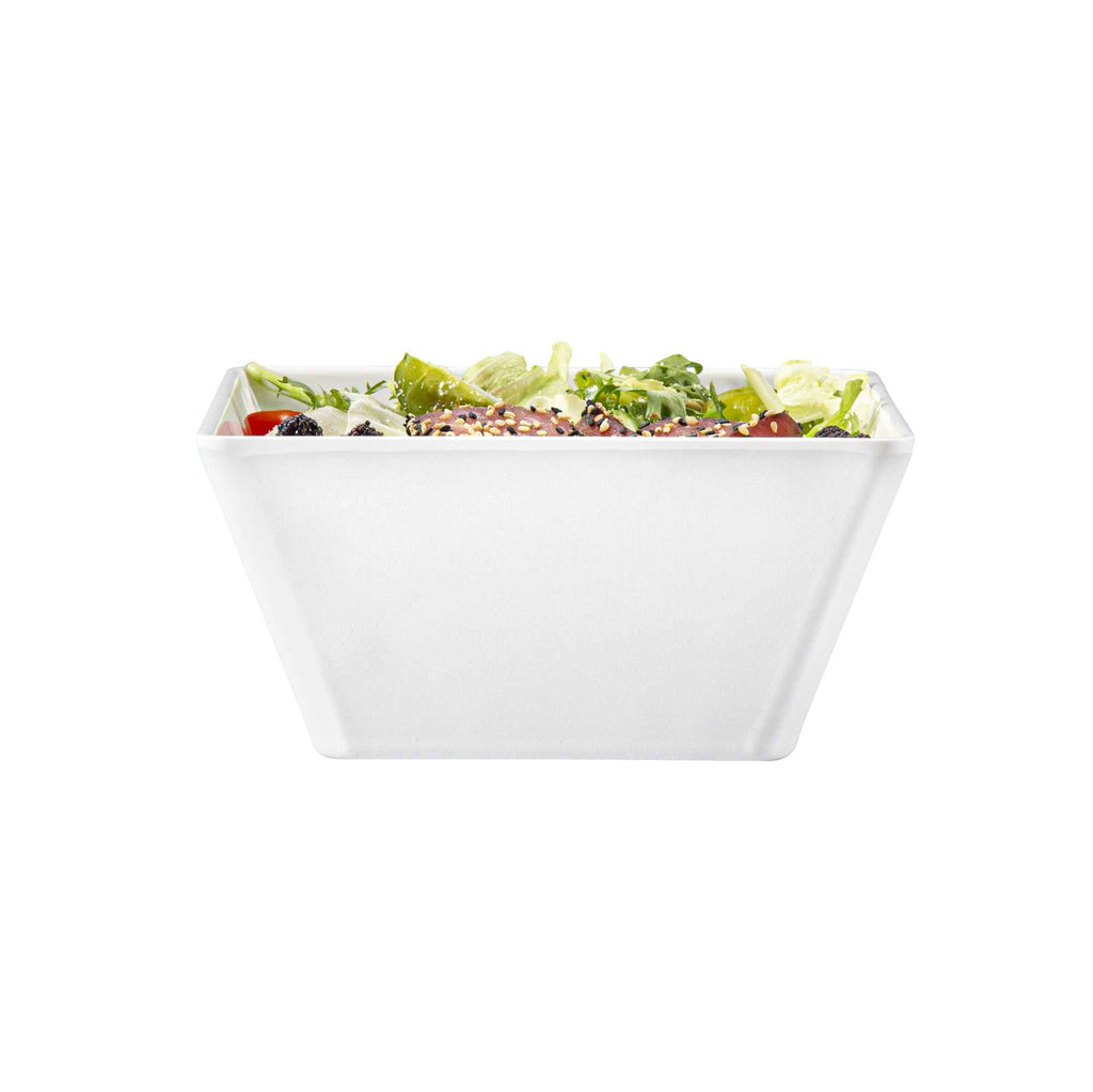 Voga 45 oz Square White Melamine Serving Bowl - Classic - 7" x 7" x 3 1/4" - 10 count box