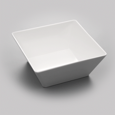 Voga 96 oz Square White Melamine Serving Bowl - Classic - 9 1/2" x 9 1/2" x 4" - 6 count box