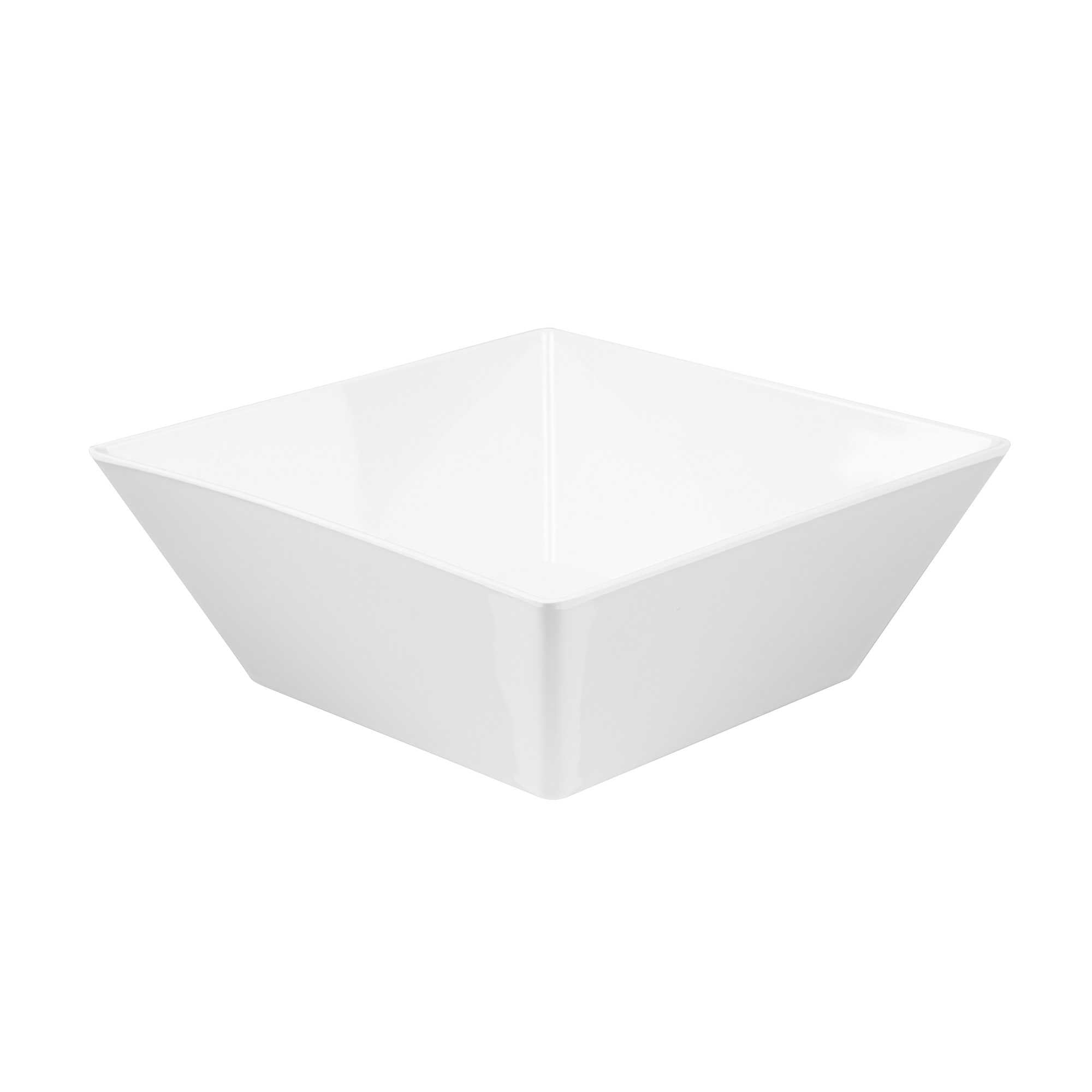 Voga 180 oz Square White Melamine Serving Bowl - Classic - 11 3/4" x 11 3/4" x 4 1/2" - 2 count box