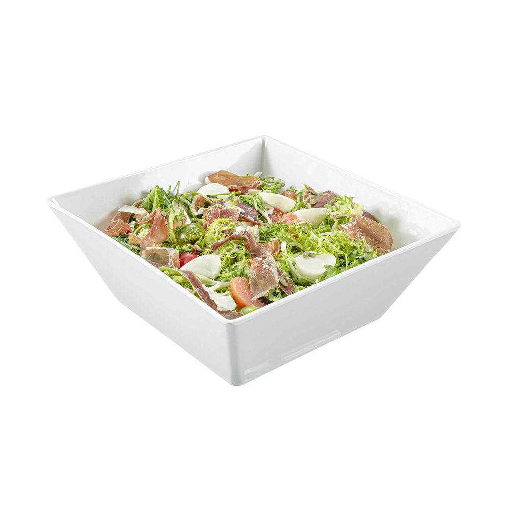 Voga 180 oz Square White Melamine Serving Bowl - Classic - 11 3/4" x 11 3/4" x 4 1/2" - 2 count box