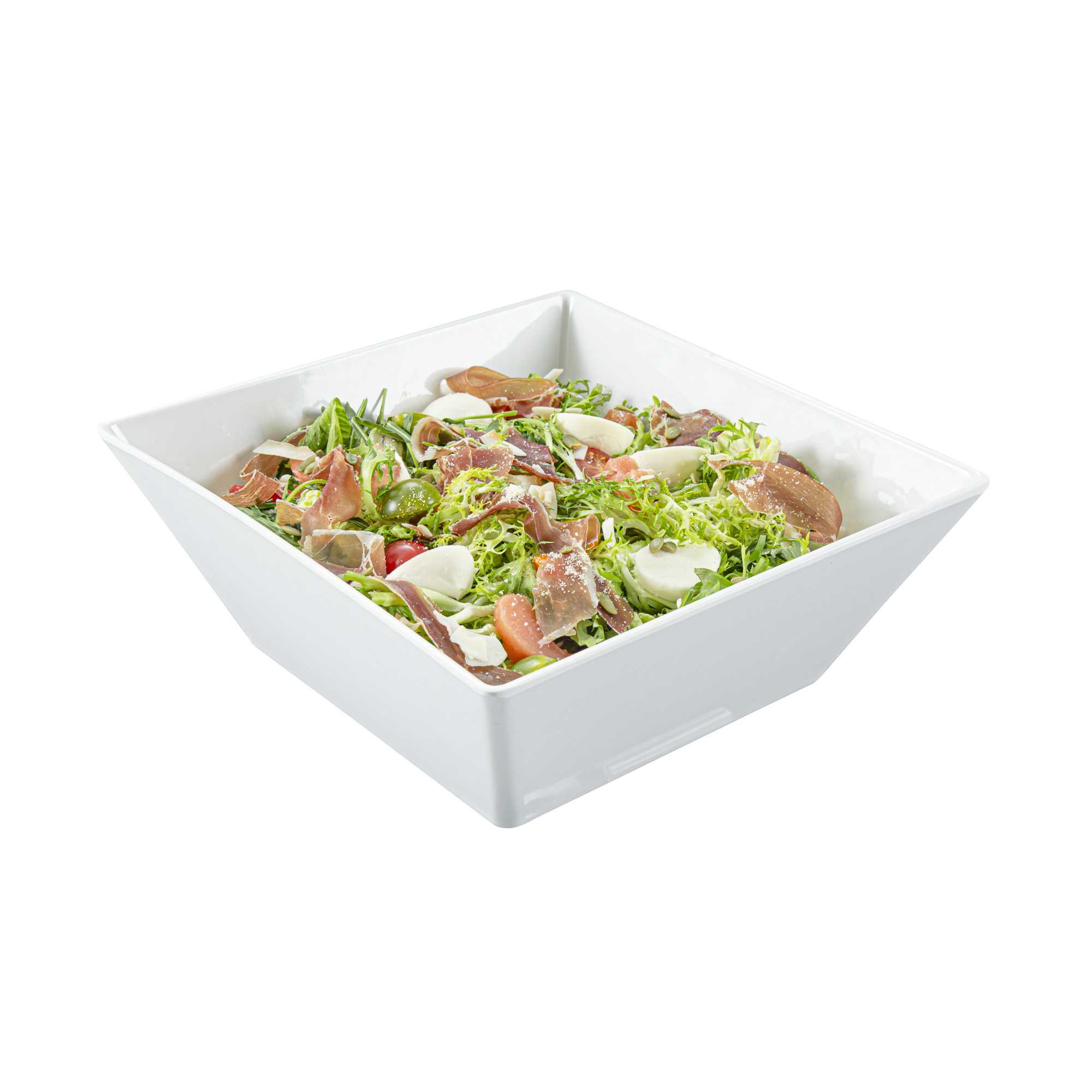 Voga 180 oz Square White Melamine Serving Bowl - Classic - 11 3/4" x 11 3/4" x 4 1/2" - 2 count box