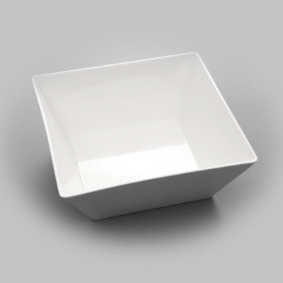 Voga 180 oz Square White Melamine Serving Bowl - Classic - 11 3/4" x 11 3/4" x 4 1/2" - 2 count box