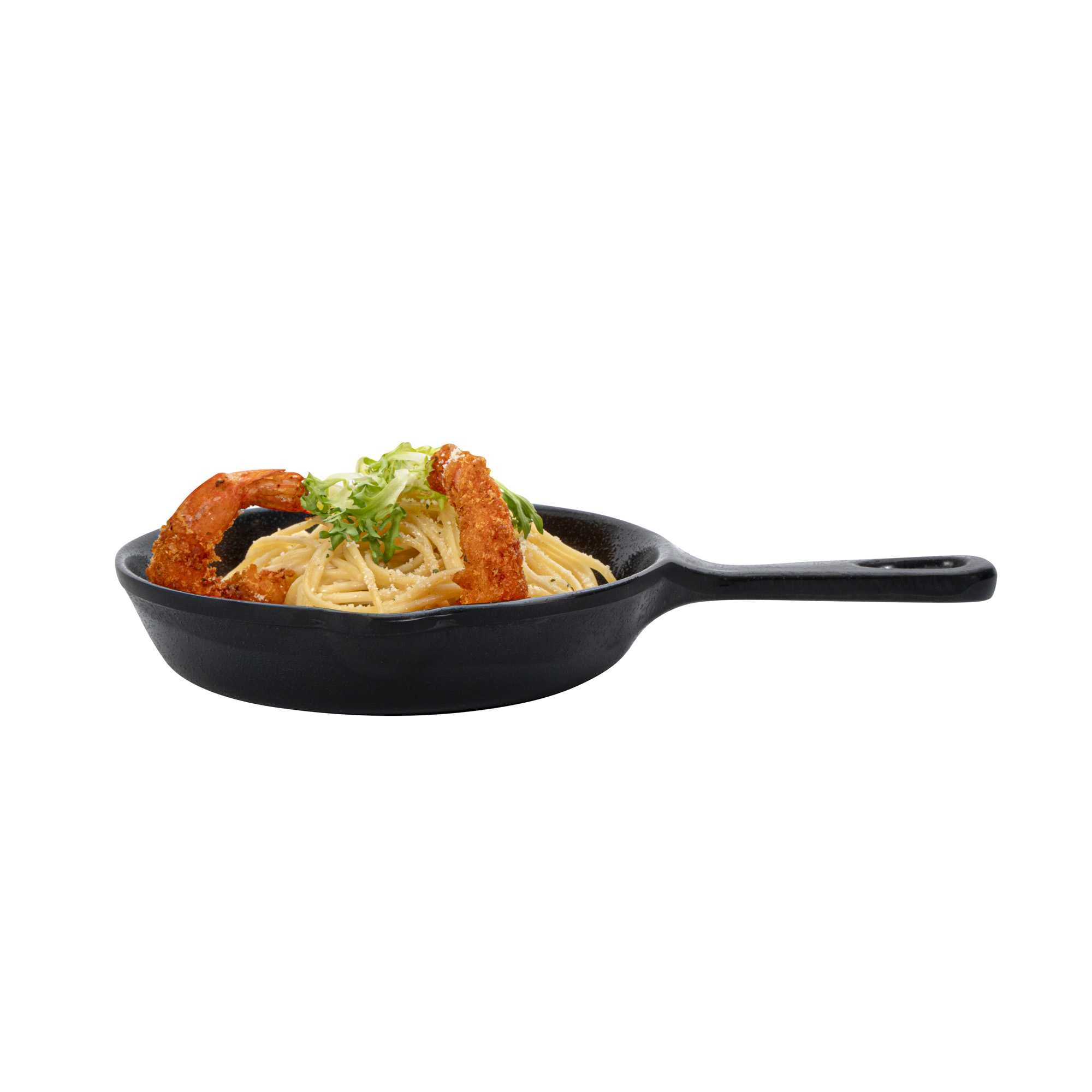 Voga 12 oz Black Melamine Serving Dish with Handle - Faux Cast Iron - 10" x 6 3/4" x 1 1/4" - 6 count box