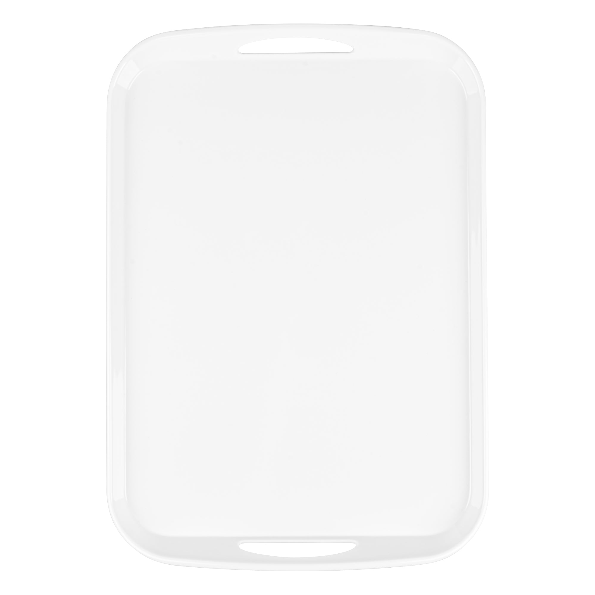 Voga Rectangle White Melamine Serving Tray - with Handles - 18" x 12 1/2" x 1 3/4" - 1 count box
