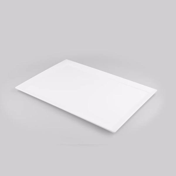 Voga Rectangle White Melamine Extra Large Serving Tray - Classic - 25 1/2" x 17 3/4" x 1" - 1 count box