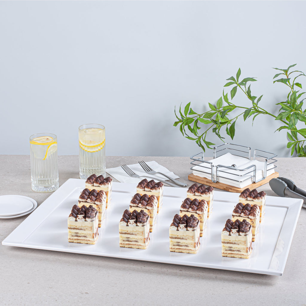 Voga Rectangle White Melamine Extra Large Serving Tray - Classic - 25 1/2" x 17 3/4" x 1" - 1 count box