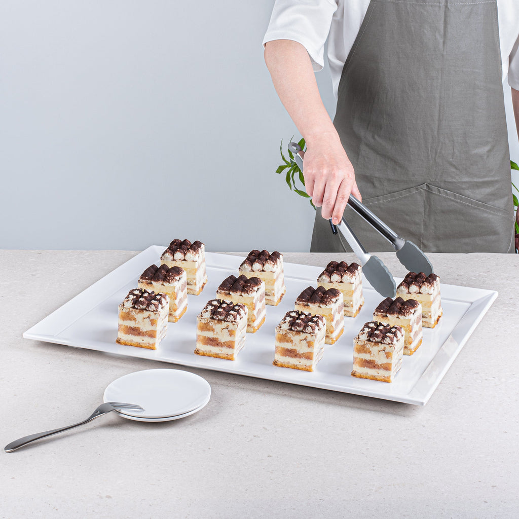 Voga Rectangle White Melamine Extra Large Serving Tray - Classic - 25 1/2" x 17 3/4" x 1" - 1 count box