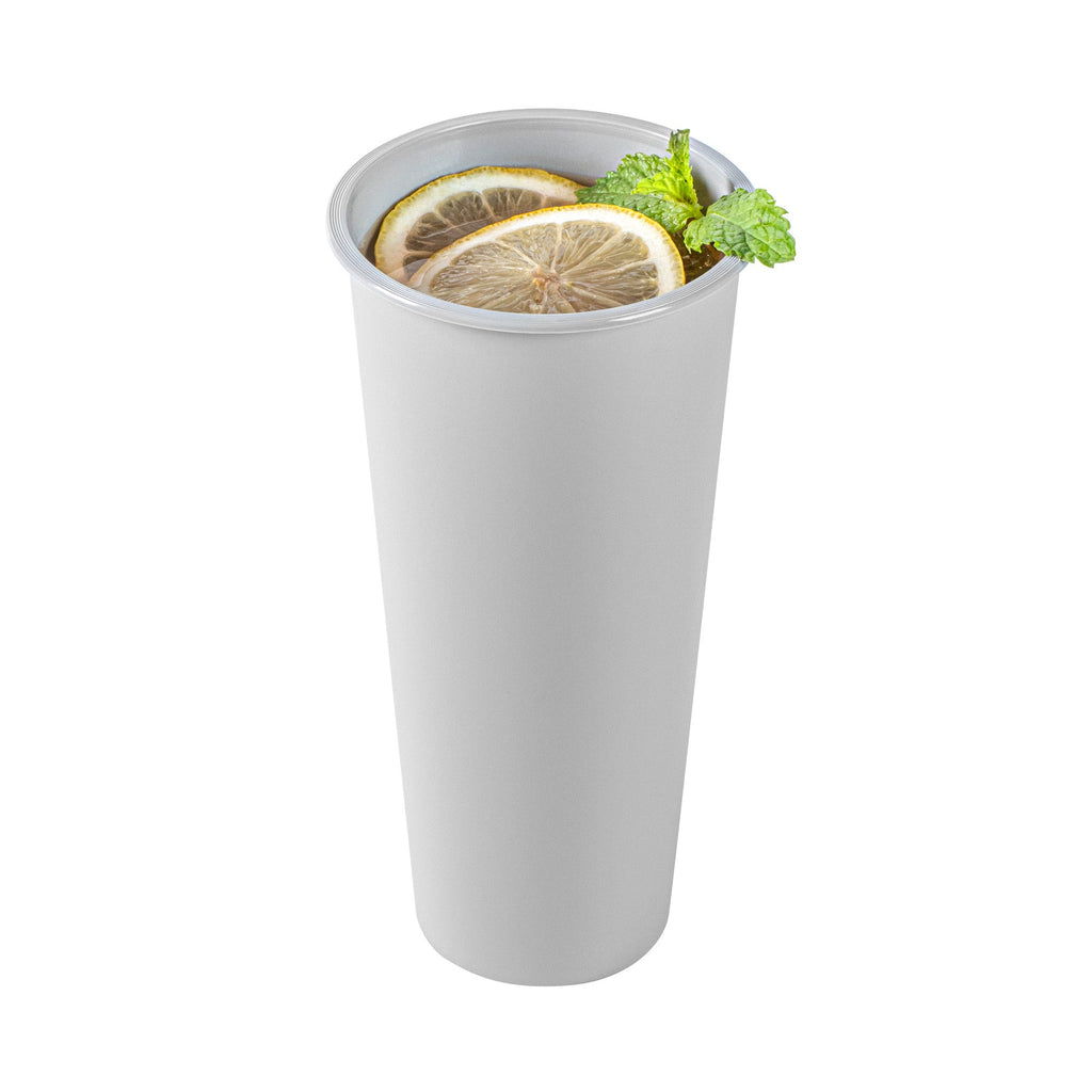 Bev Tek 24 oz Round Matte Gray Plastic Hot / Cold Drinking Cup - 3 1/2" x 3 1/2" x 7" - 100 count box