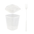 Asporto 17 oz Clear Plastic Salad To Go Cup - with Clear Lid and Fork - 3 1/2" x 3 1/2" x 4" - 100 count box