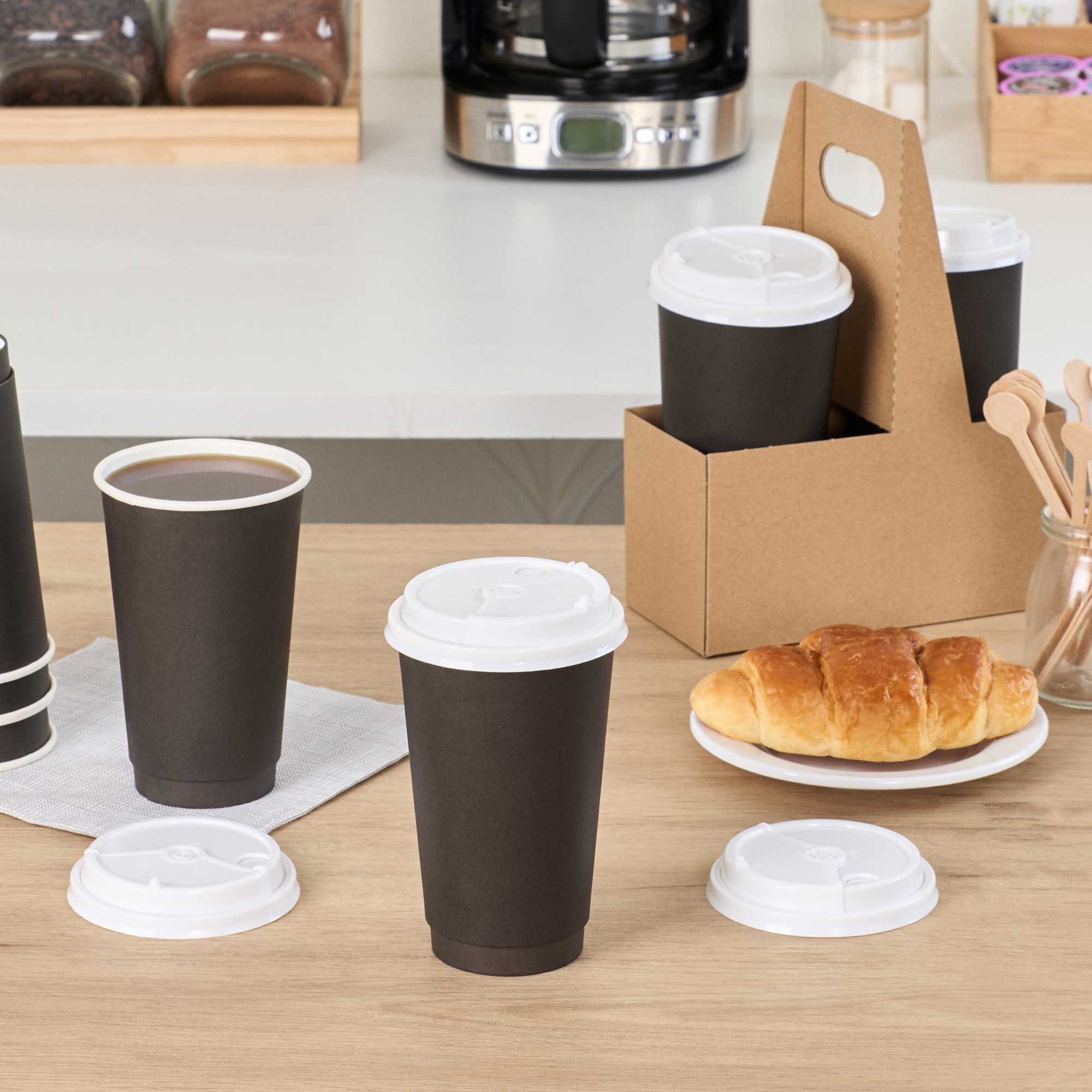 Bev Tek White Plastic 2-in-1 Straw or Sip Coffee Cup Lid - Fits 8, 12, 16 and 20 oz - 100 count box