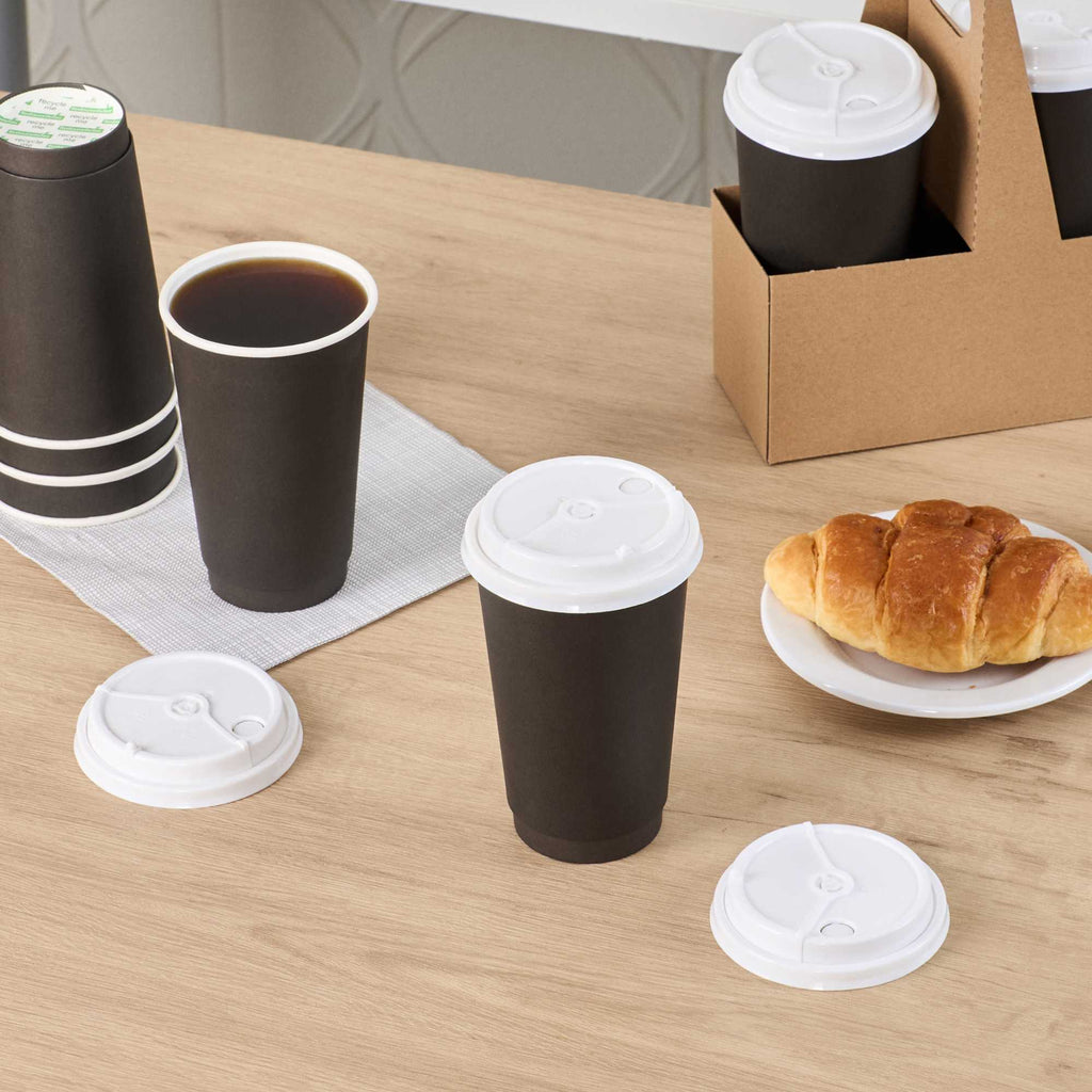 Bev Tek White Plastic 2-in-1 Straw or Sip Coffee Cup Lid - Fits 8, 12, 16 and 20 oz - 100 count box