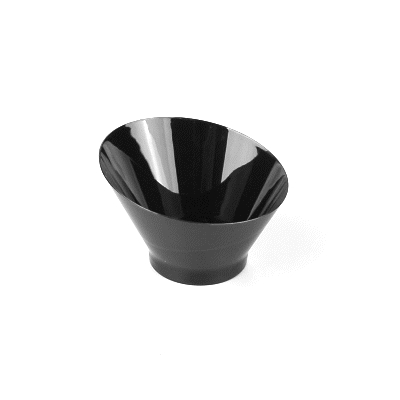Mini Serve 5 oz Round Black Plastic Small Incline Bowl - 3 3/4" x 3 3/4" x 2 1/2" - 100 count box