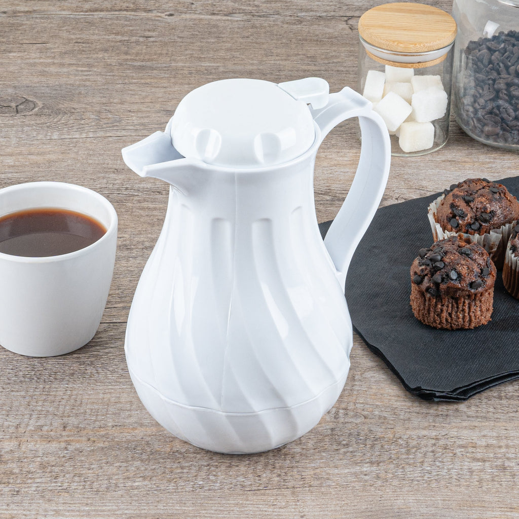 Restpresso 20 oz White Thermal Coffee Carafe / Server - 6 1/2" x 5" x 8" - 1 count box