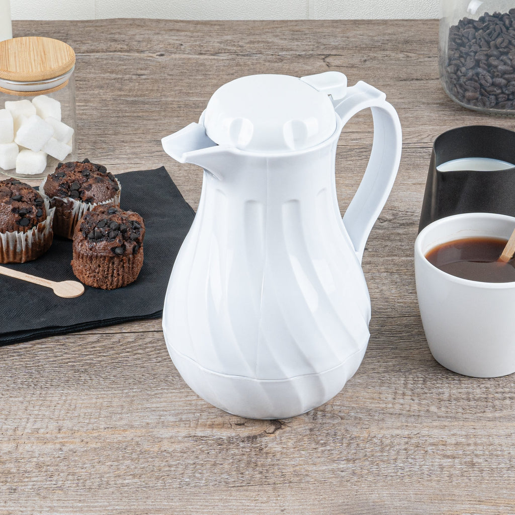 Restpresso 20 oz White Thermal Coffee Carafe / Server - 6 1/2" x 5" x 8" - 1 count box