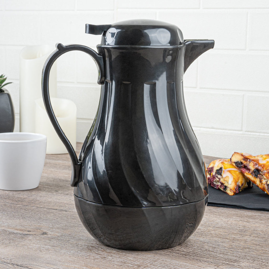 Restpresso 42 oz Black Thermal Coffee Carafe / Server - 8" x 6" x 10" - 1 count box