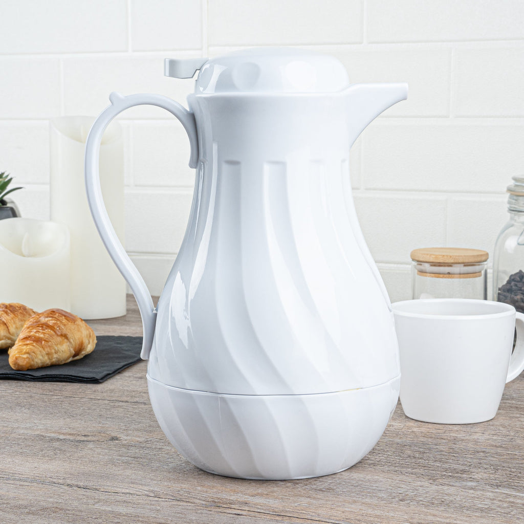Restpresso 42 oz White Thermal Coffee Carafe / Server - 8" x 6" x 10" - 10 count box