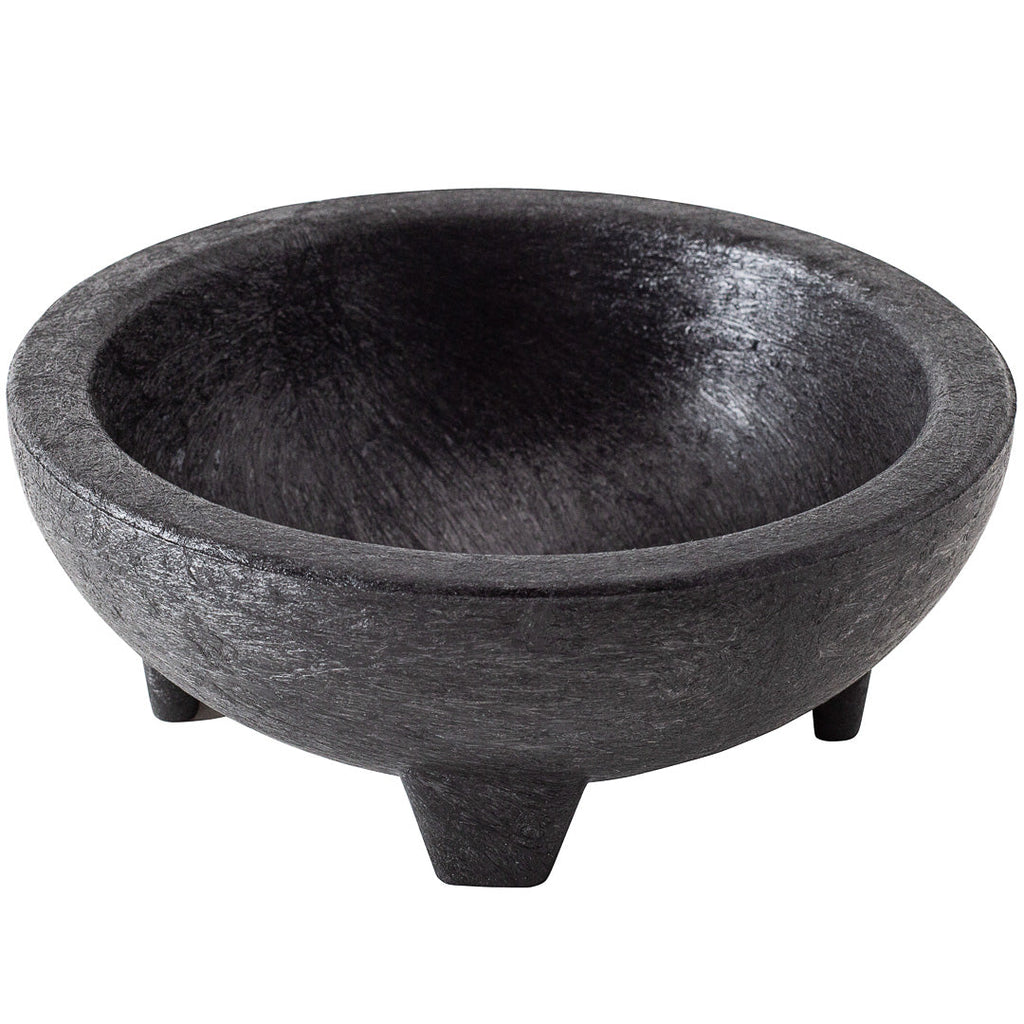 Chef 101 4 oz Black Thermal Plastic Molcajete Bowl - 4" x 4" x 1 1/2" - 1 count box