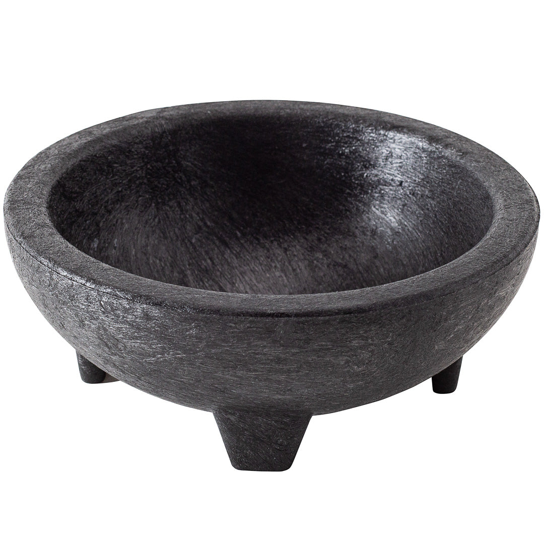 Chef 101 4 oz Black Thermal Plastic Molcajete Bowl - 4" x 4" x 1 1/2" - 1 count box