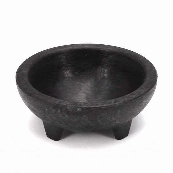 Chef 101 4 oz Black Thermal Plastic Molcajete Bowl - 4" x 4" x 1 1/2" - 1 count box