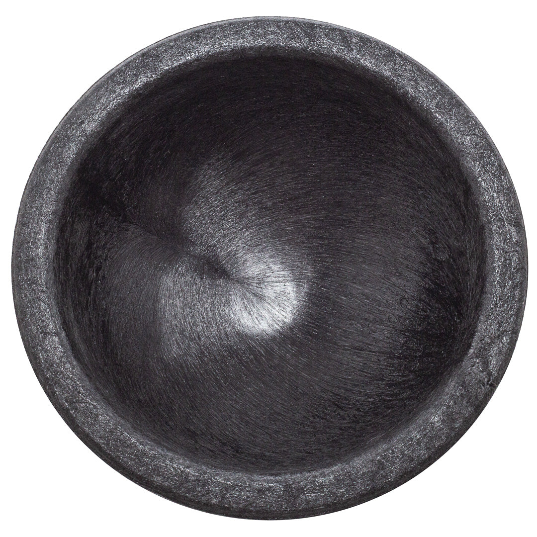 Chef 101 4 oz Black Thermal Plastic Molcajete Bowl - 4" x 4" x 1 1/2" - 1 count box