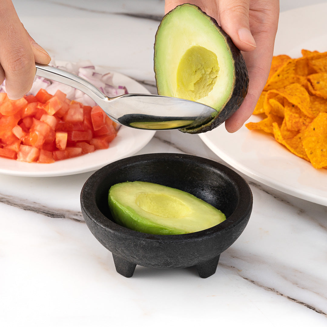 Chef 101 4 oz Black Thermal Plastic Molcajete Bowl - 4" x 4" x 1 1/2" - 1 count box