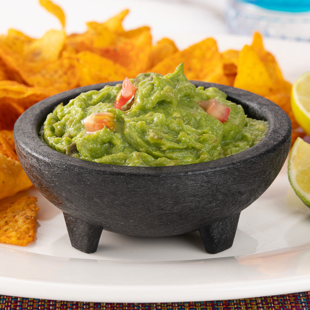 Chef 101 4 oz Black Thermal Plastic Molcajete Bowl - 4" x 4" x 1 1/2" - 1 count box
