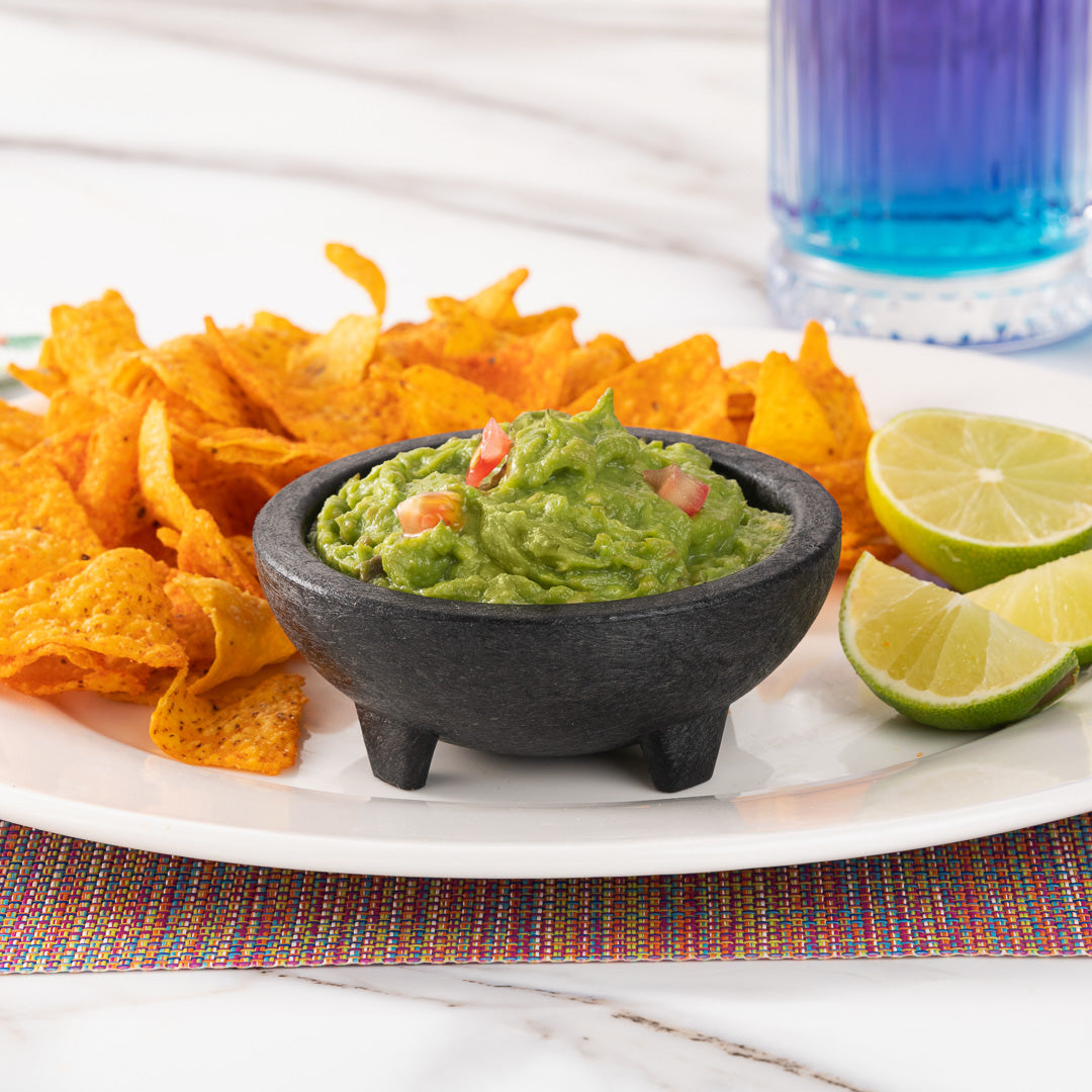 Chef 101 4 oz Black Thermal Plastic Molcajete Bowl - 4" x 4" x 1 1/2" - 1 count box