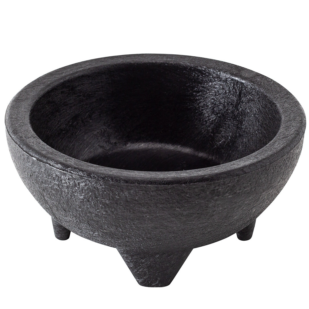Chef 101 10 oz Black Thermal Plastic Molcajete Bowl - 5 1/4" x 5 1/4" x 2 1/2" - 1 count box