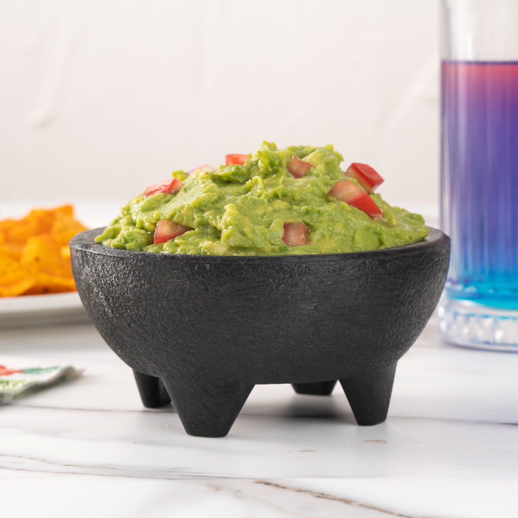 Chef 101 10 oz Black Thermal Plastic Molcajete Bowl - 5 1/4" x 5 1/4" x 2 1/2" - 1 count box