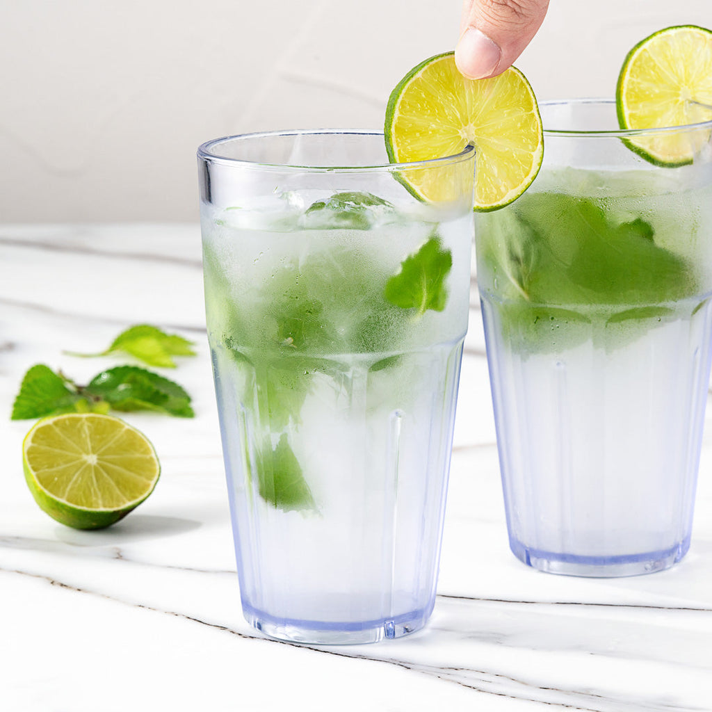 Bev Tek 16 oz Clear Plastic Tumbler - Shatter-Resistant - 3 1/2" x 3 1/2" x 6" - 10 count box