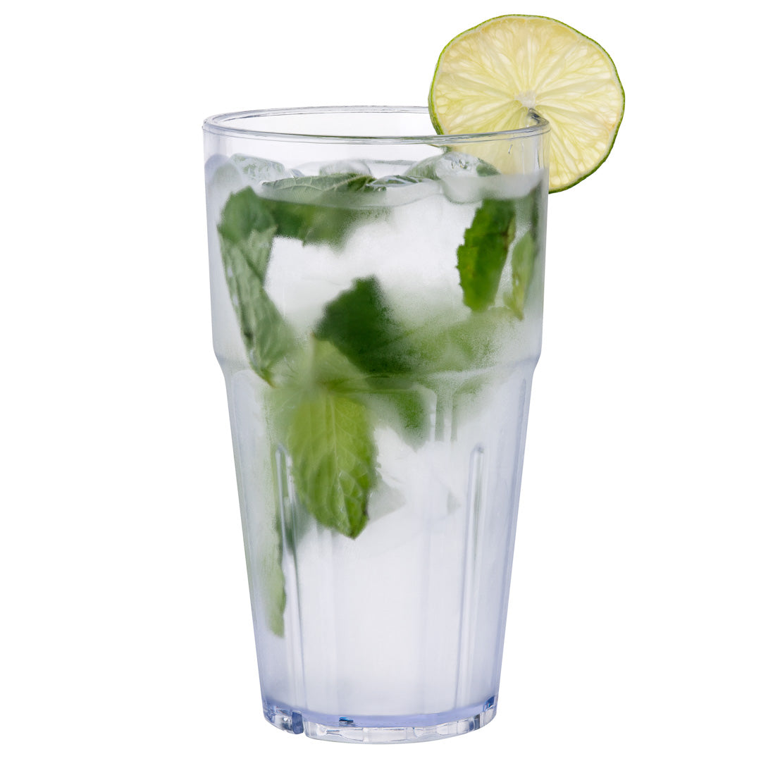Bev Tek 16 oz Round Clear Plastic Tumbler - Shatter-Resistant - 3 1/2" x 3 1/2" x 6" - 50 count box