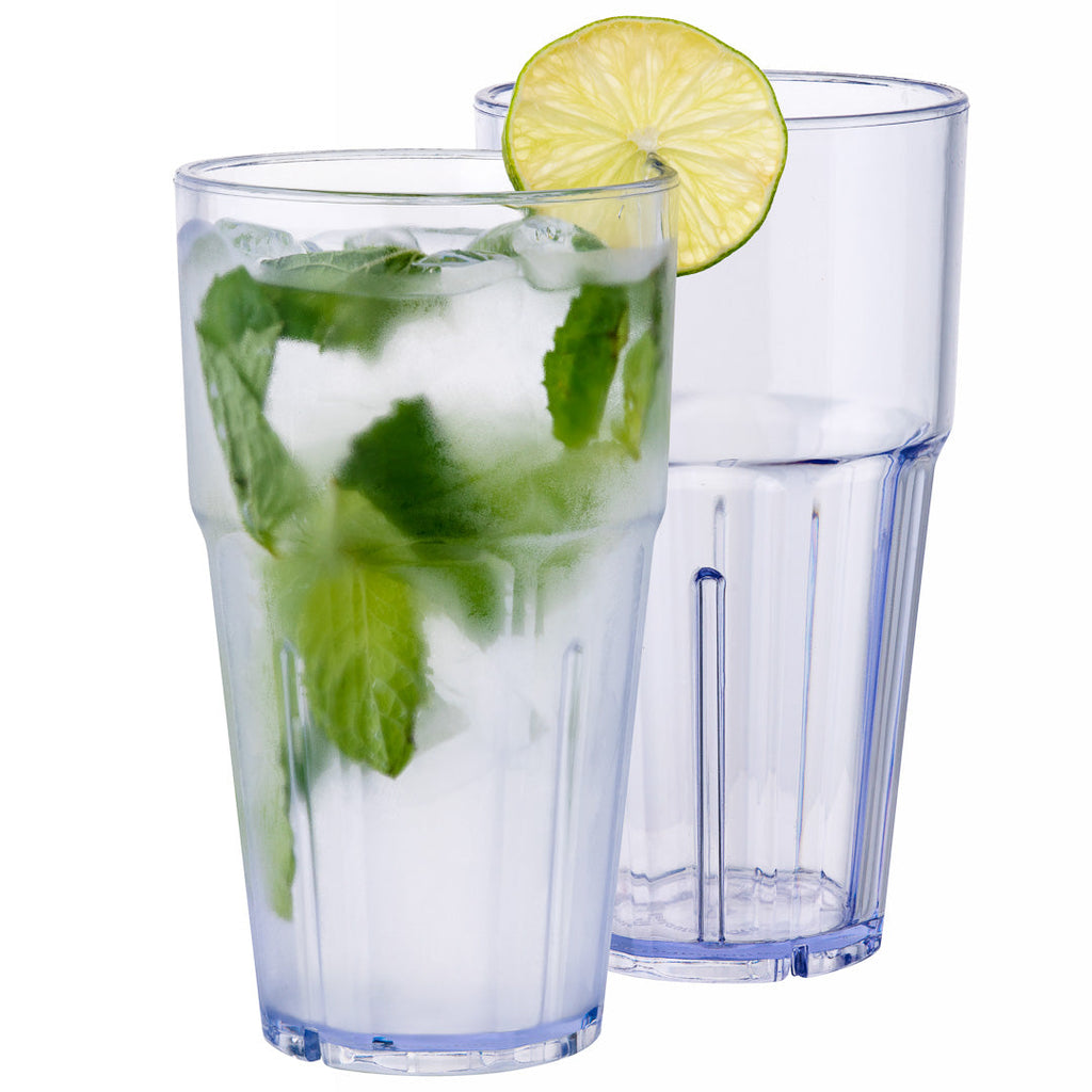 Bev Tek 16 oz Round Clear Plastic Tumbler - Shatter-Resistant - 3 1/2" x 3 1/2" x 6" - 50 count box