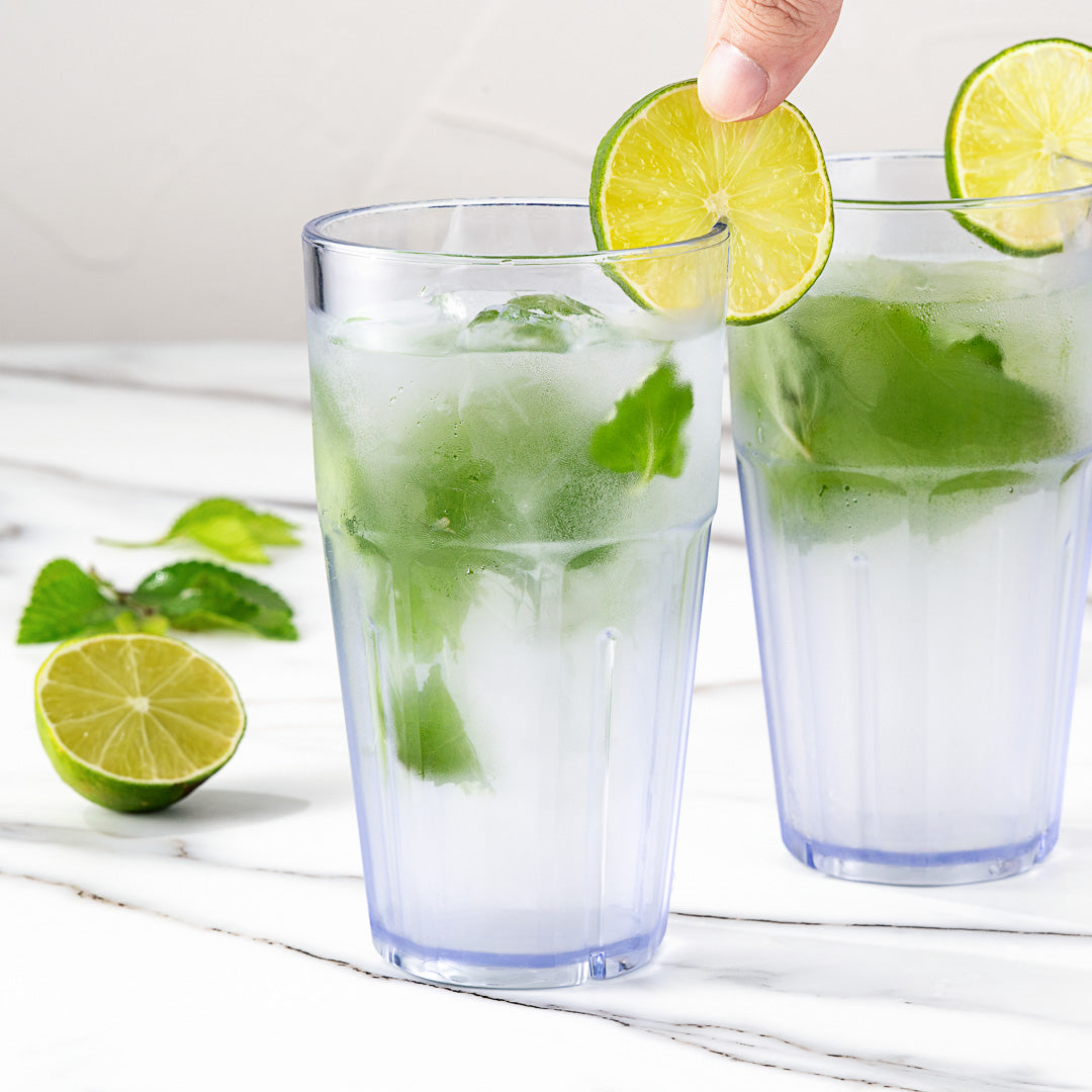 Bev Tek 16 oz Round Clear Plastic Tumbler - Shatter-Resistant - 3 1/2" x 3 1/2" x 6" - 50 count box