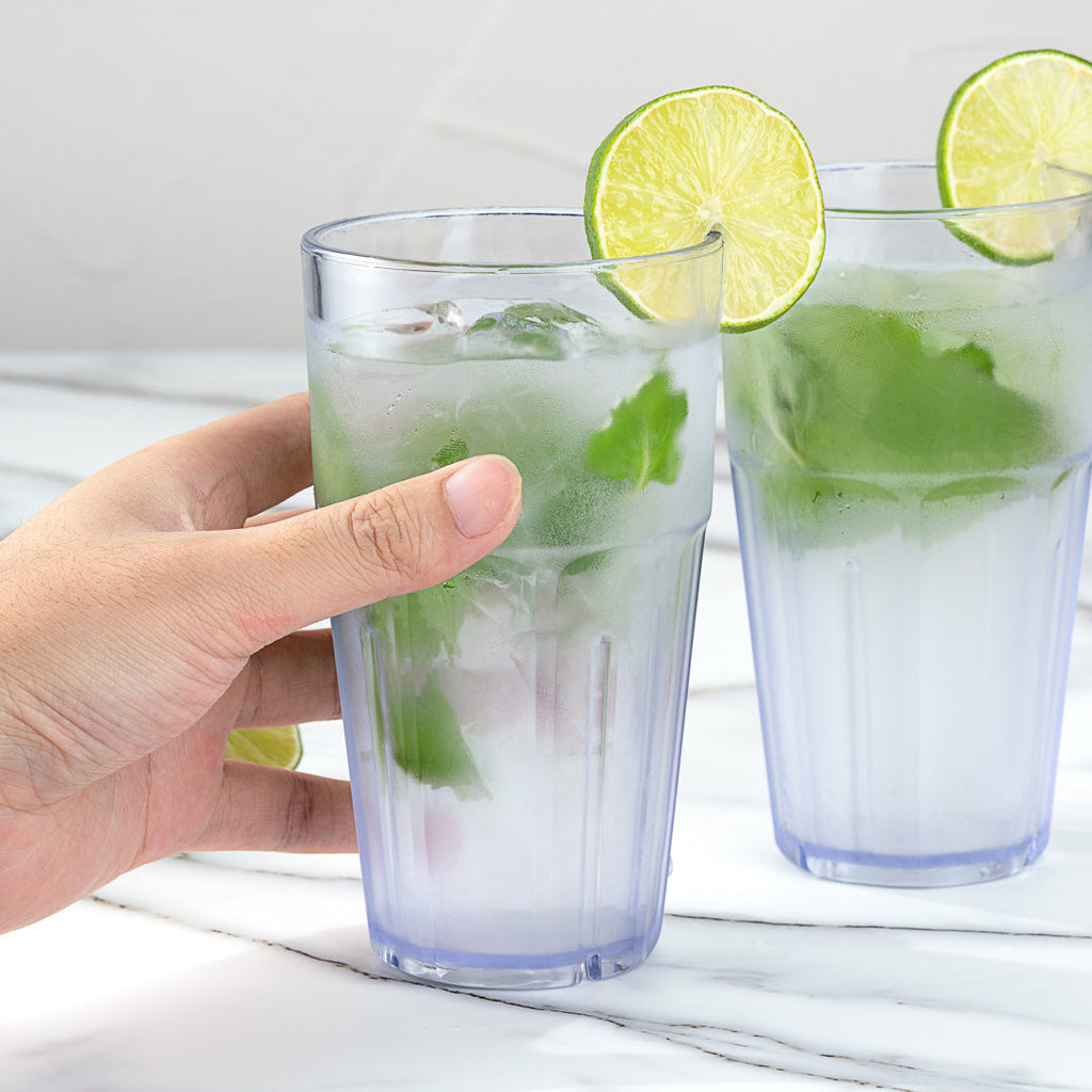 Bev Tek 16 oz Round Clear Plastic Tumbler - Shatter-Resistant - 3 1/2" x 3 1/2" x 6" - 50 count box