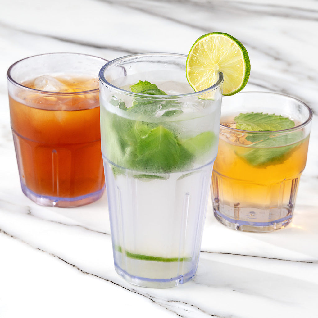 Bev Tek 16 oz Round Clear Plastic Tumbler - Shatter-Resistant - 3 1/2" x 3 1/2" x 6" - 50 count box