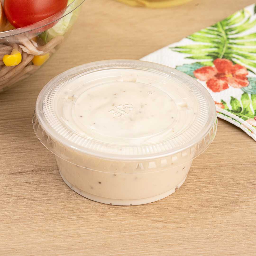 Chef 101 3.3 oz Round Clear Plastic Portion Cup - 3" x 3" x 1 1/4" - 2000 count box
