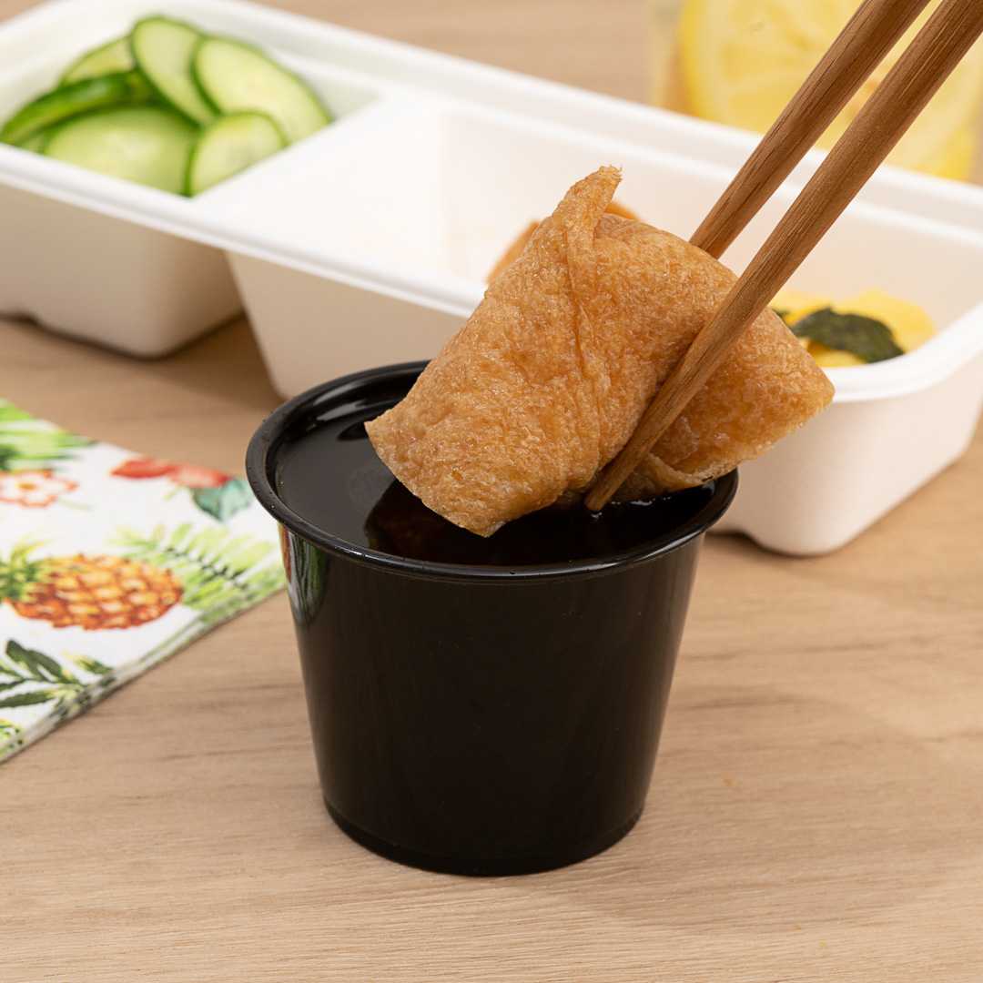 Chef 101 5.5 oz Round Black Plastic Portion Cup - 3" x 3" x 2 1/4" - 2000 count box