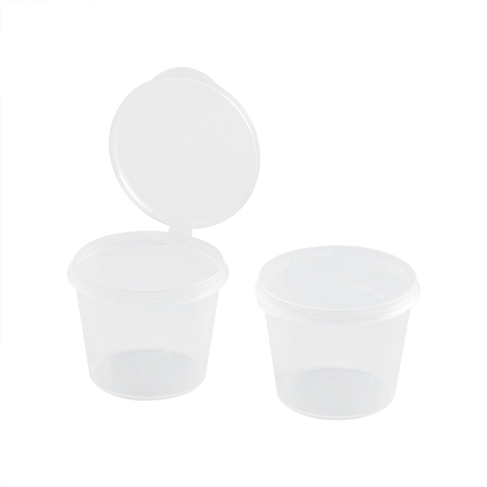 Chef 101 1 oz Clear Plastic Portion Cup - with Hinged Lid - 1 1/2" x 1 1/2" x 1 1/4" - 2000 count box