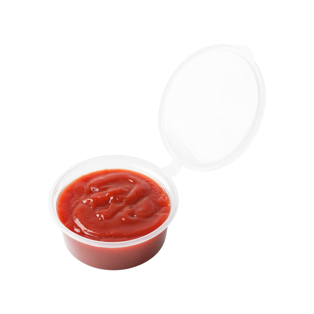 Chef 101 1.5 oz Clear Plastic Portion Cup - with Hinged Lid - 2" x 2" x 1" - 100 count box