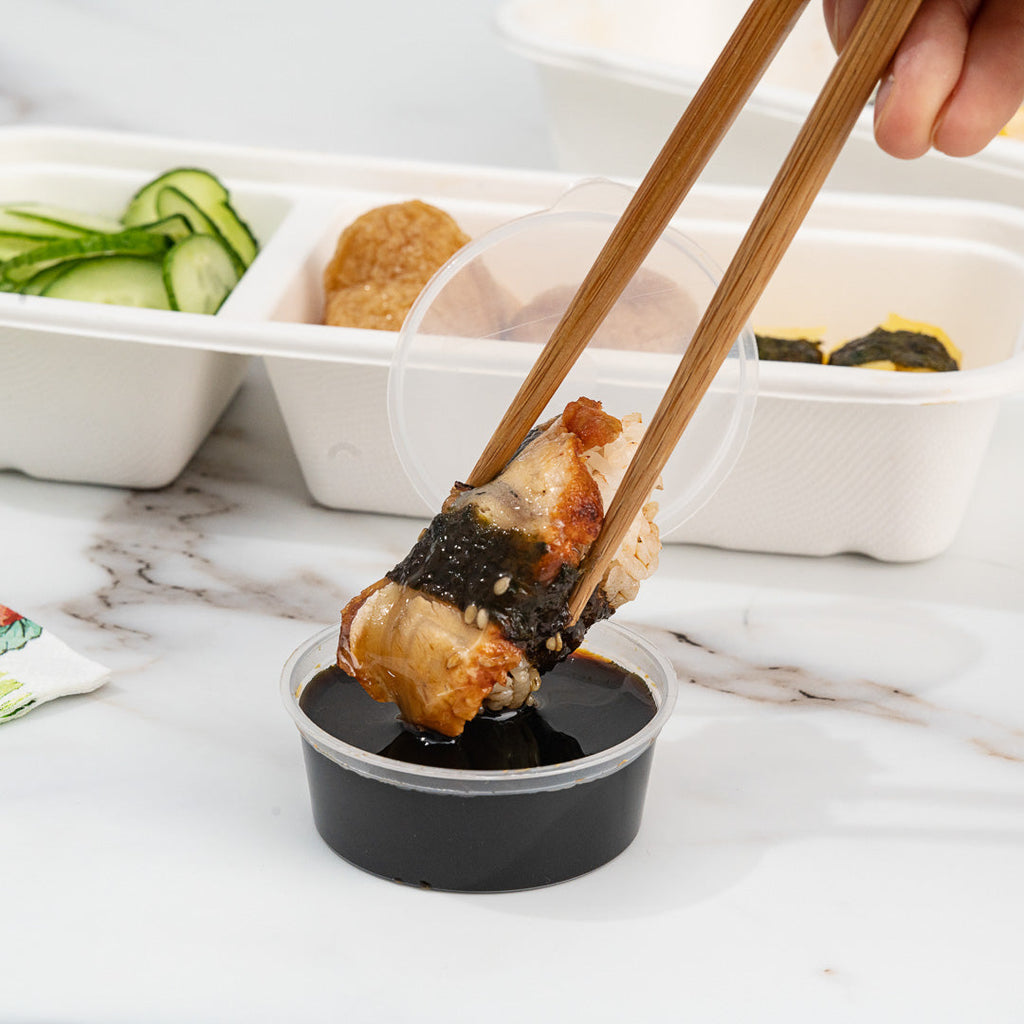 Chef 101 2 oz Clear Plastic Portion Cup - with Hinged Lid - 2 3/4" x 2 3/4" x 1" - 100 count box