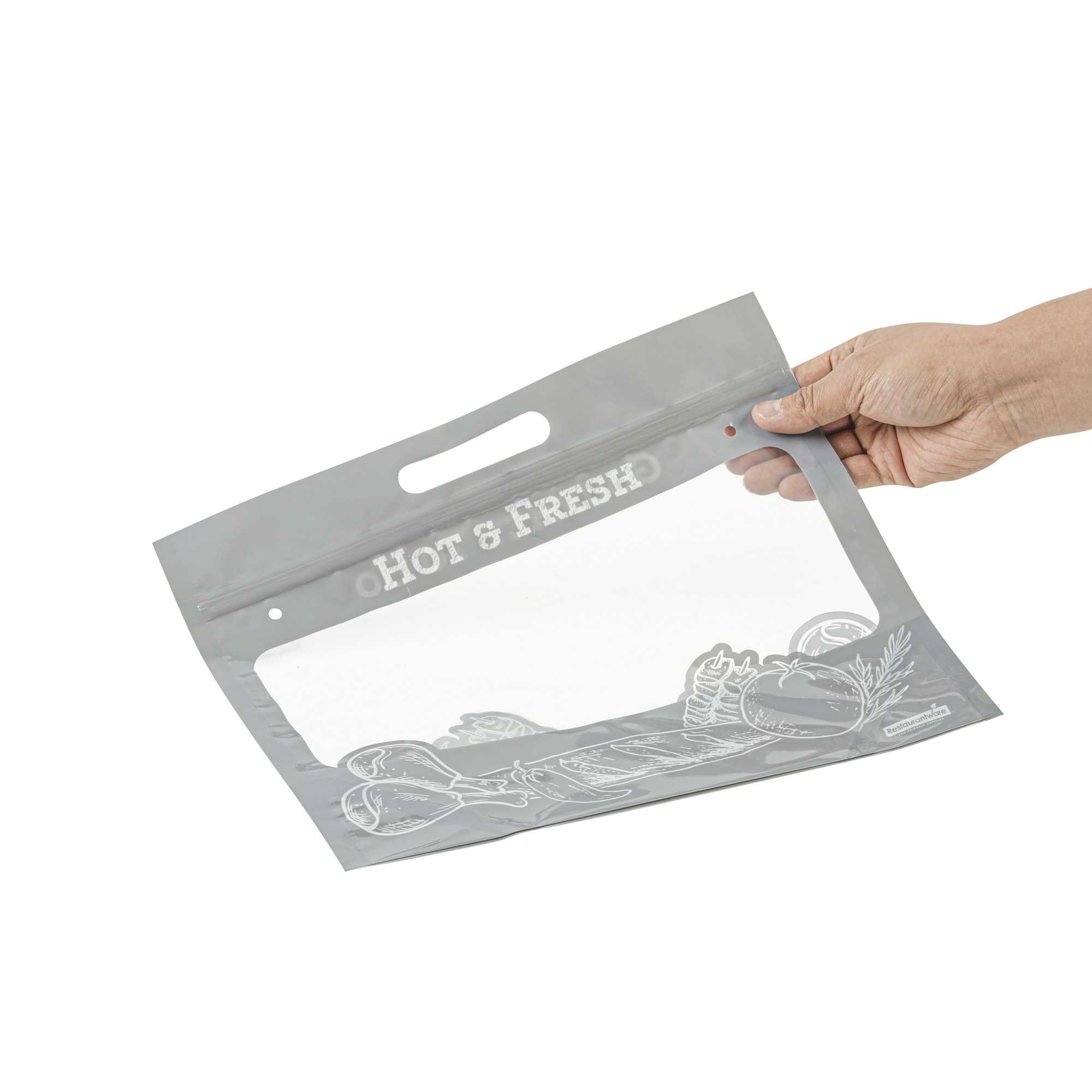 Bag Tek Gray Plastic Rotisserie Chicken / Hot Food Bag - Hot & Fresh - 12 3/4" x 5 3/4" x 10 1/4" - 100 count box