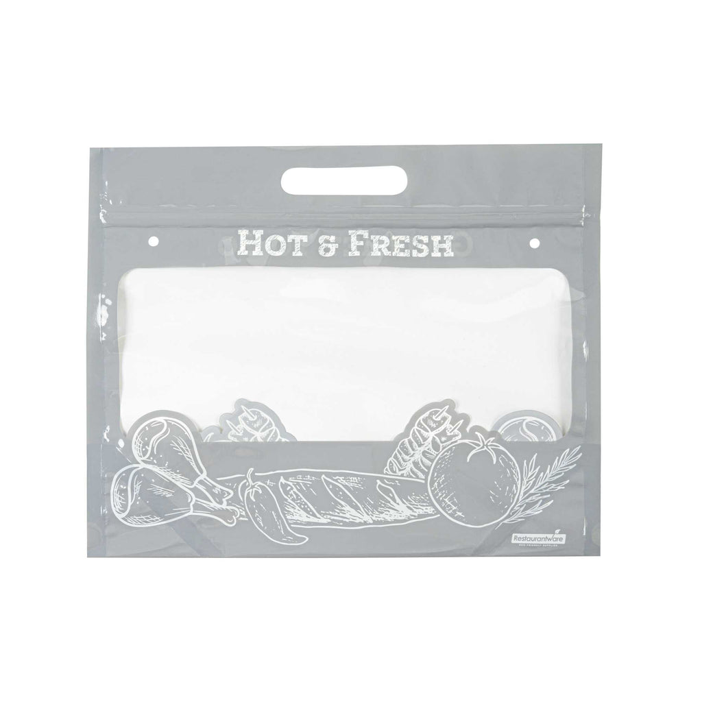 Bag Tek Gray Plastic Rotisserie Chicken / Hot Food Bag - Hot & Fresh - 12 3/4" x 5 3/4" x 10 1/4" - 100 count box
