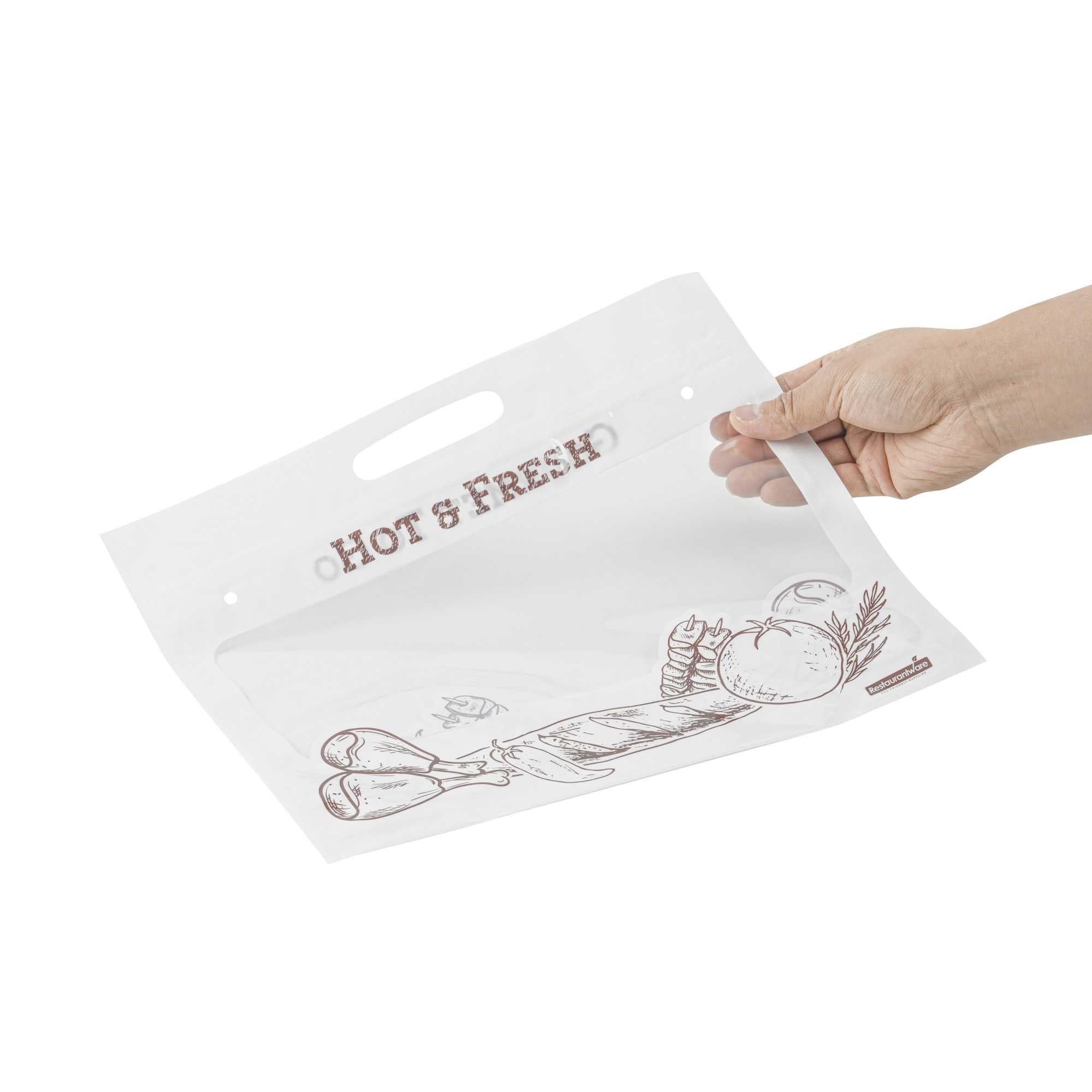 Bag Tek White Plastic Rotisserie Chicken / Hot Food Bag - Hot & Fresh - 12 3/4" x 5 3/4" x 10 1/4" - 100 count box