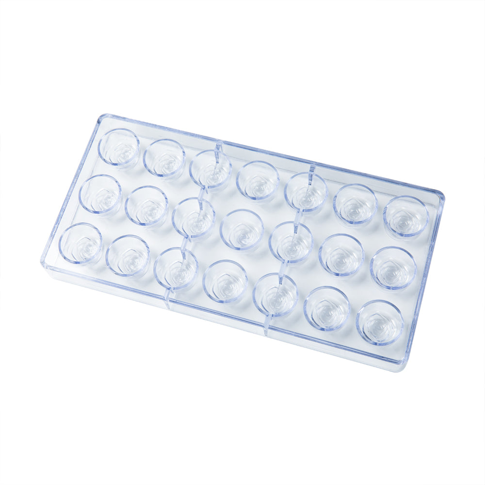 Pastry Tek Polycarbonate Rose Candy / Chocolate Mold - 21-Compartment - 1 count box