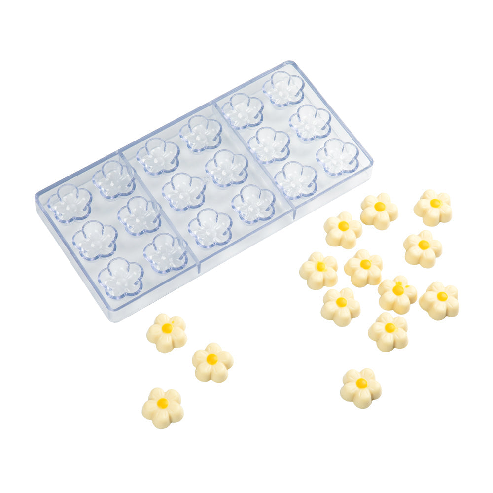 Pastry Tek Polycarbonate Flower Candy / Chocolate Mold - 18-Compartment - 1 count box