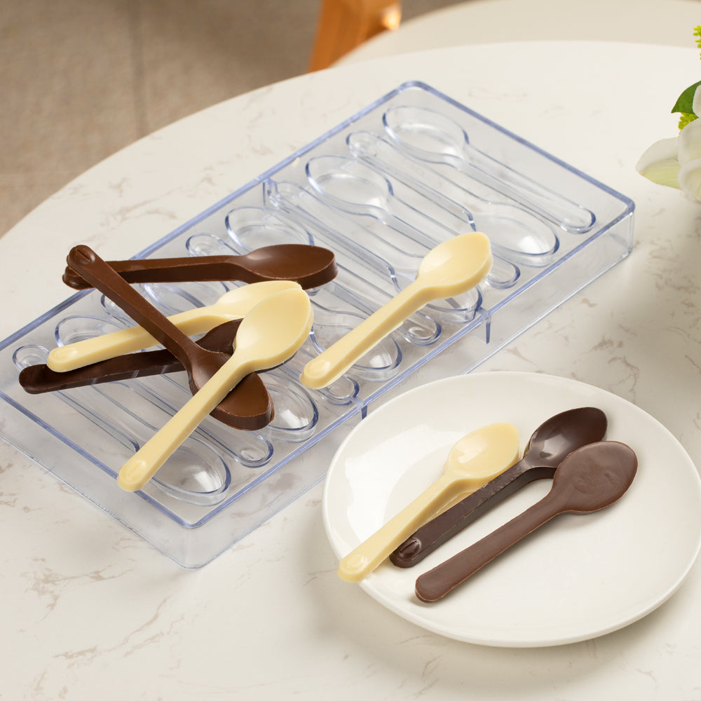 Pastry Tek Polycarbonate Spoon Candy / Chocolate Mold - 10-Compartment - 1 count box