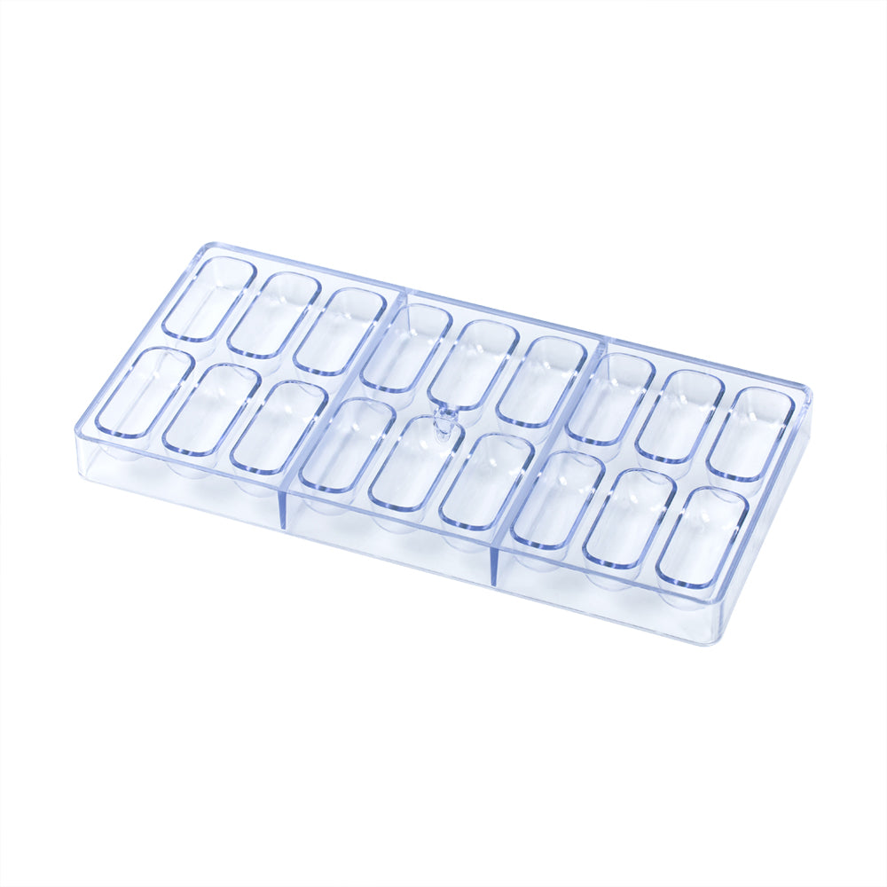 Pastry Tek Polycarbonate Oblong Candy / Chocolate Mold - 18-Compartment - 1 count box